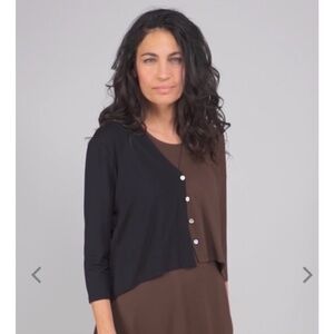 Alembika Essential Crop Cardigan Coffee Black US Size 12-14 Alembika Size 4
